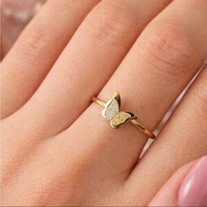 18K Gold Butterfly Ring Size 8 (Gold Plated)